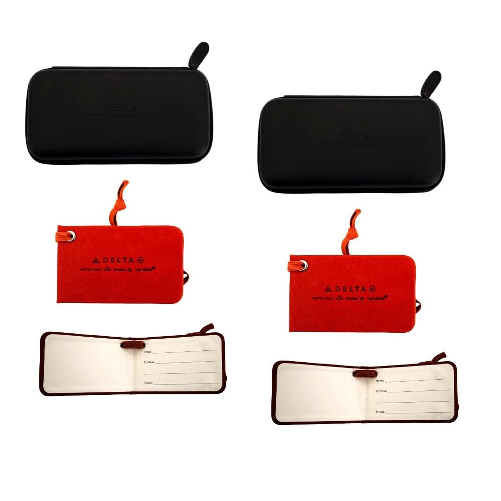 Leeman New York Delta Airline 2 Cases 4 Luggage Tags Travel Bundle